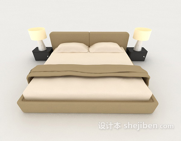 现代风格简单时尚双人床3d模型下载