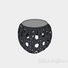 新中式灰色个性凳子3d模型下载