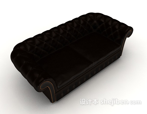 欧式黑色居家沙发3d模型下载