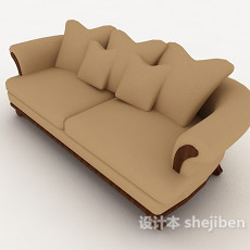 家居简约棕色双人沙发3d模型下载