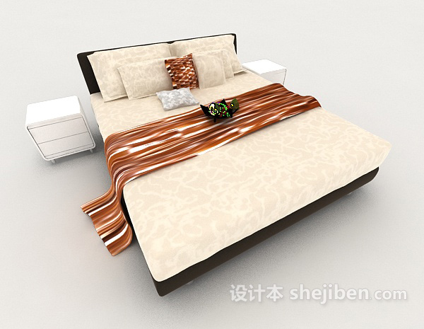 现代风格现代居家型双人床3d模型下载