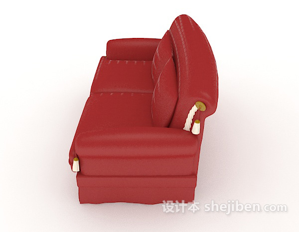 设计本家居红色简约双人沙发3d模型下载