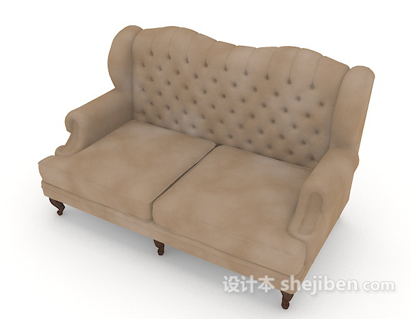 免费欧式简约棕色双人沙发3d模型下载
