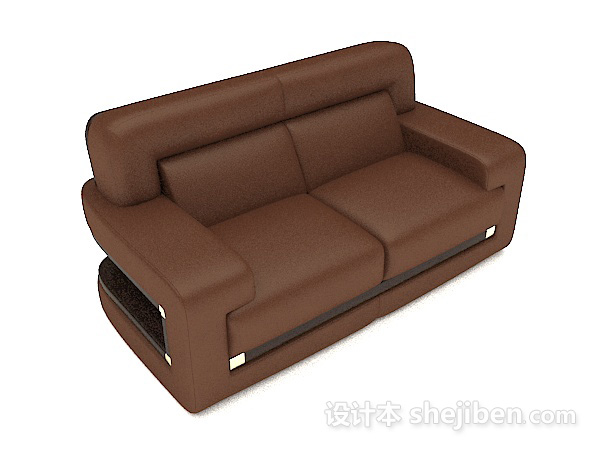商务棕色双人沙发3d模型下载