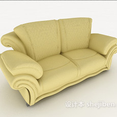 简单黄色双人沙发3d模型下载