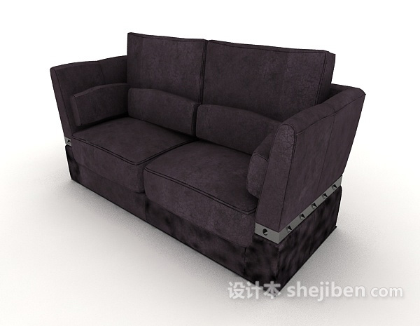 深紫色双人沙发3d模型下载