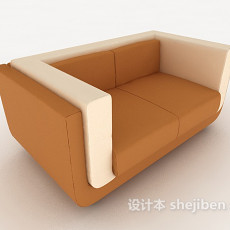 黄色简单双人沙发3d模型下载