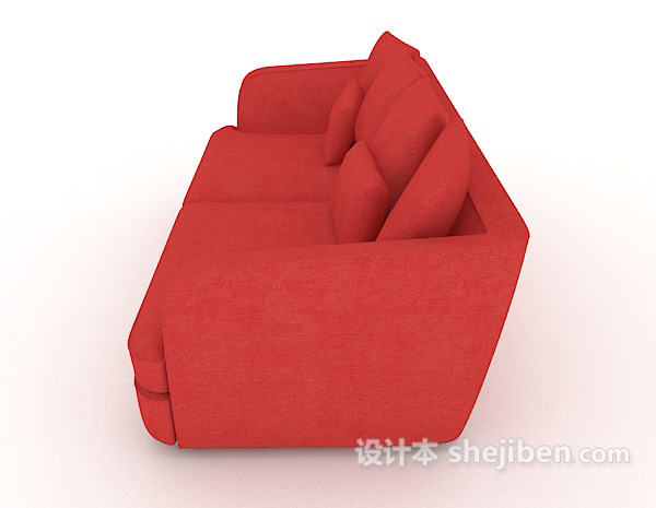设计本简约大红色双人沙发3d模型下载
