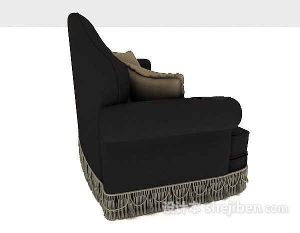 设计本黑色精致欧式双人沙发3d模型下载