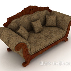 欧式复古双人沙发3d模型下载