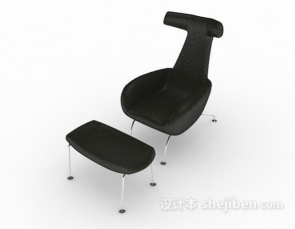 免费黑色简单休闲椅凳3d模型下载
