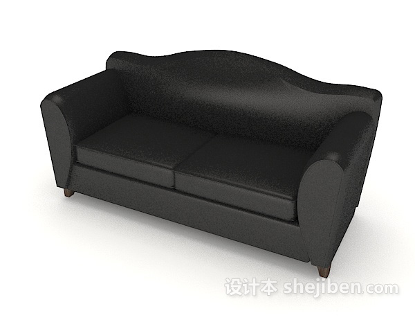 免费黑色家居双人沙发3d模型下载