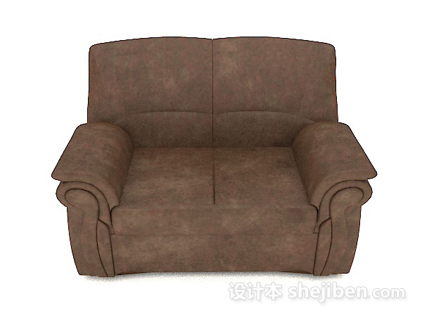 现代风格棕色简约家居双人沙发3d模型下载