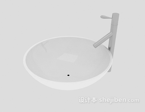 圆形白色洗手盆3d模型下载