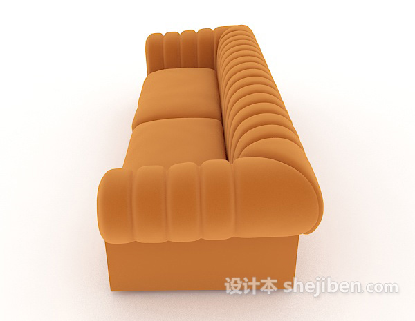 设计本家居橙色简约双人沙发3d模型下载