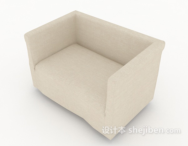 免费方形简约休闲单人沙发3d模型下载