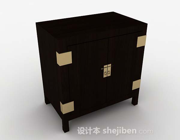 中式棕色木质储物柜3d模型下载