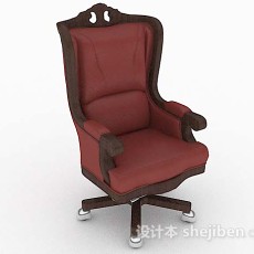 欧式复古红色休闲椅3d模型下载