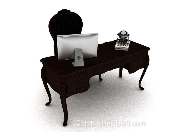 欧式书桌椅3d模型下载