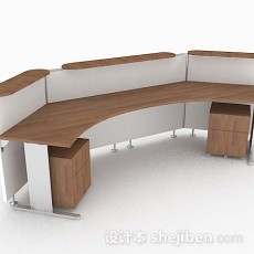 现代简约木质办公桌3d模型下载