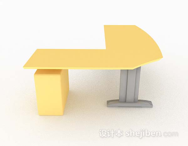 免费黄色简单办公桌3d模型下载