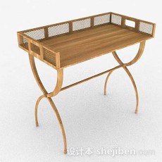 木质黄棕色简单书桌3d模型下载