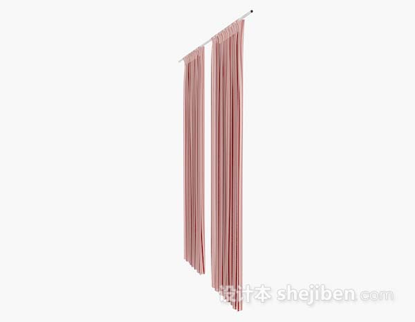 设计本粉色条纹窗帘3d模型下载