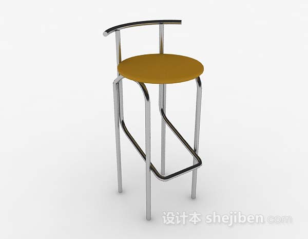 现代金属黄色吧台椅3d模型下载
