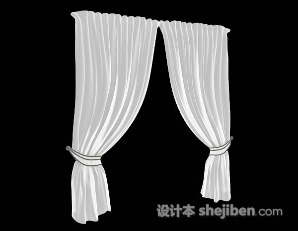现代风格白色简单窗帘3d模型下载