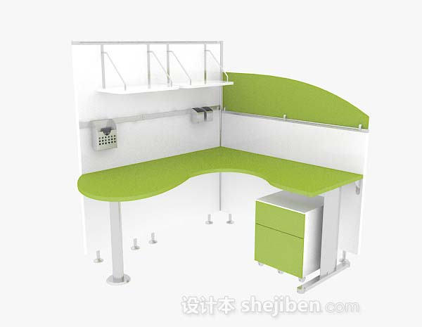 绿色清新简约办公桌3d模型下载