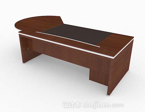 现代风格棕色简约木质办公桌3d模型下载