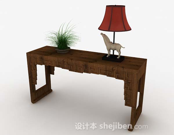 免费棕色木质桌子3d模型下载