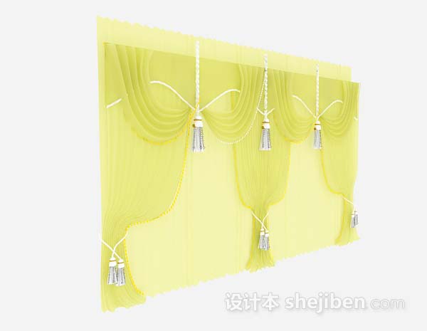 免费黄色纱质窗帘3d模型下载
