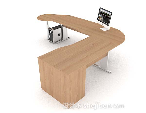 现代风格黄色木质办公桌3d模型下载