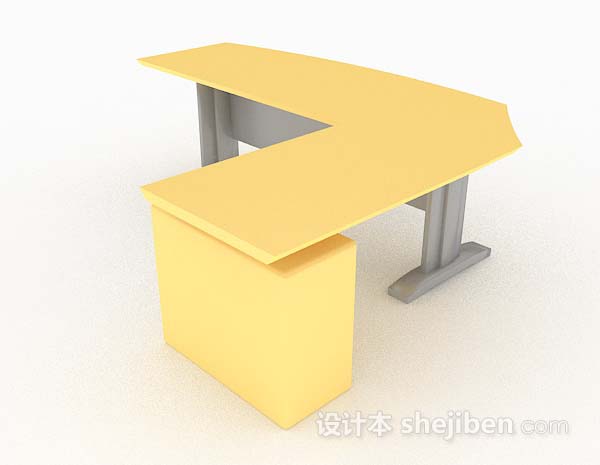 现代风格黄色简单办公桌3d模型下载