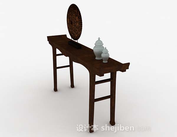 设计本中式棕色木质摆桌3d模型下载