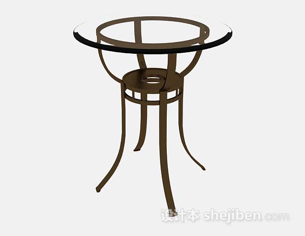 设计本棕色简约玻璃桌子3d模型下载