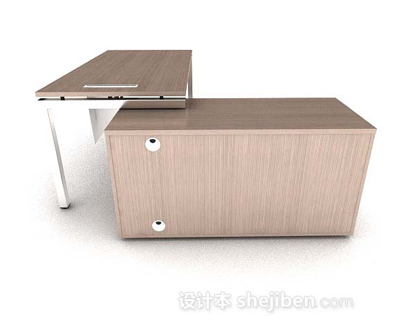 免费现代棕色书桌3d模型下载