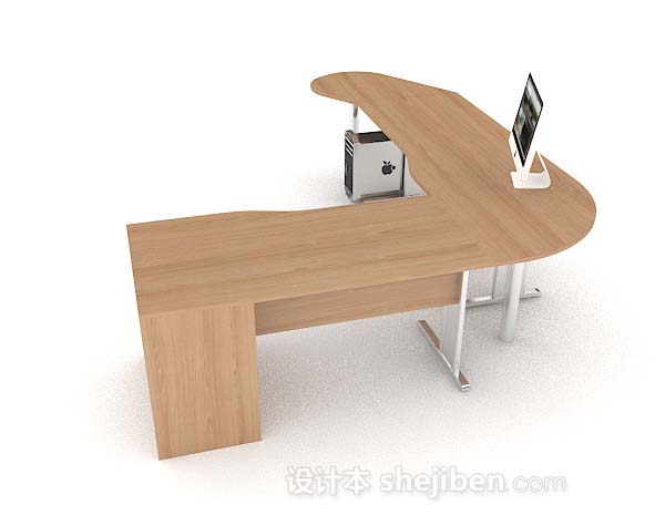 免费黄色木质办公桌3d模型下载