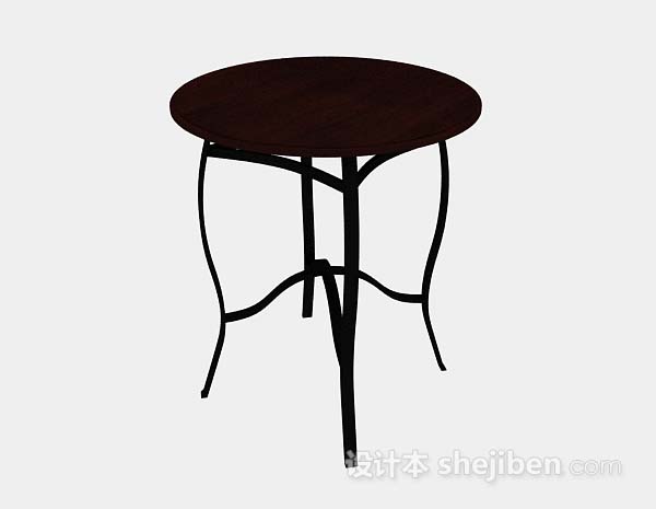 深棕色圆形桌子3d模型下载