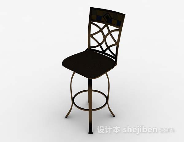 欧式风格复古棕色家居椅子3d模型下载