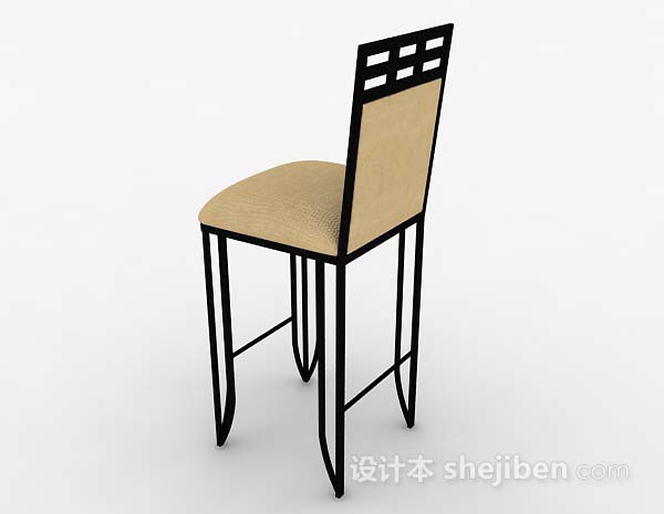 设计本棕色木质简单吧椅3d模型下载