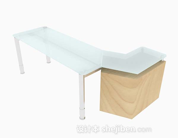 设计本现代简约玻璃办公桌3d模型下载