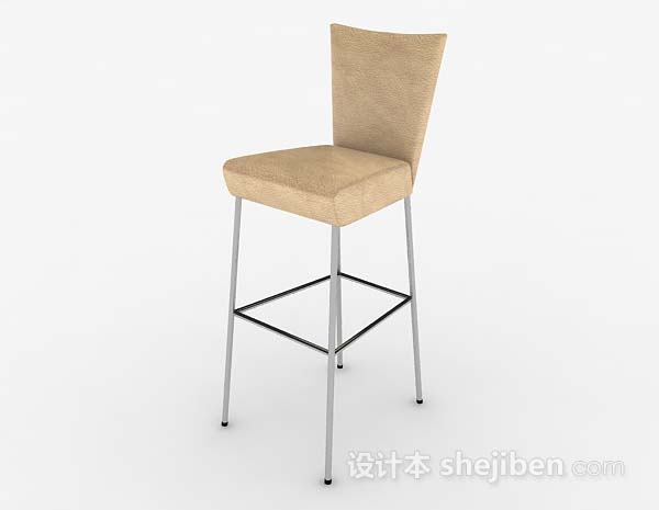 现代风格浅棕色简约吧台椅3d模型下载