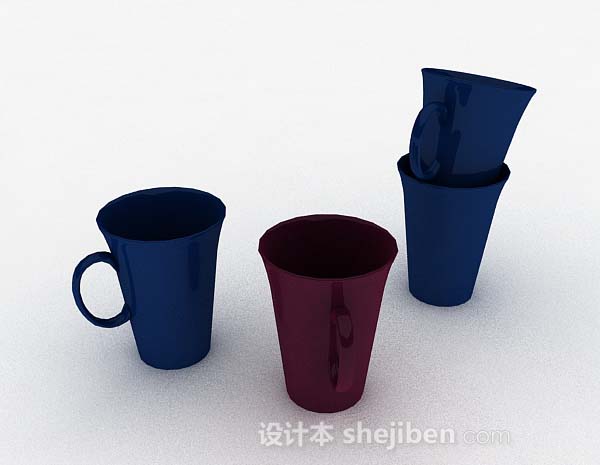 设计本蓝色饮水杯子3d模型下载