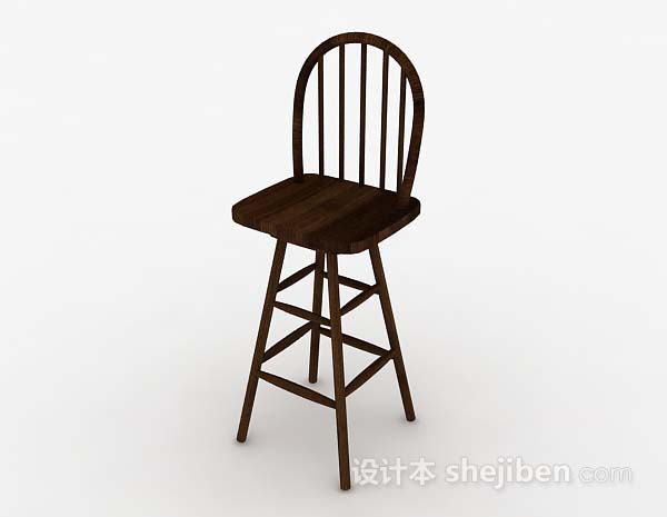 免费木质简单吧台椅自3d模型下载
