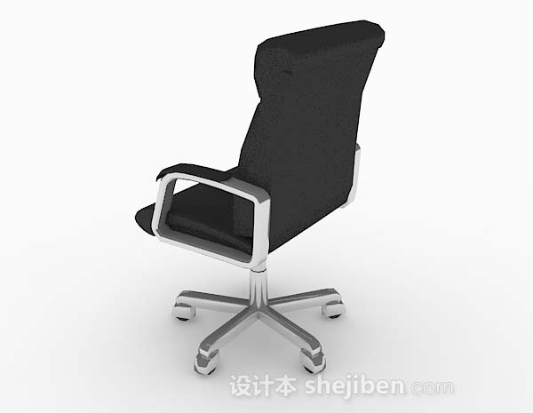 设计本简约黑色轮滑式办公椅3d模型下载