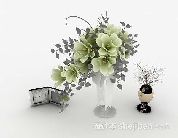 现代风格室内花朵盆栽3d模型下载