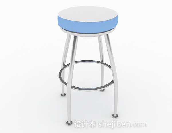设计本蓝白圆形凳子3d模型下载