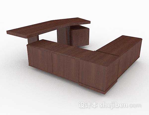 设计本简单木质办公桌3d模型下载
